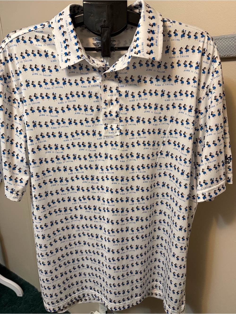 Straight Down Wild Dunes Resort Aloha Is Calling Hula Girl Golf Polo L